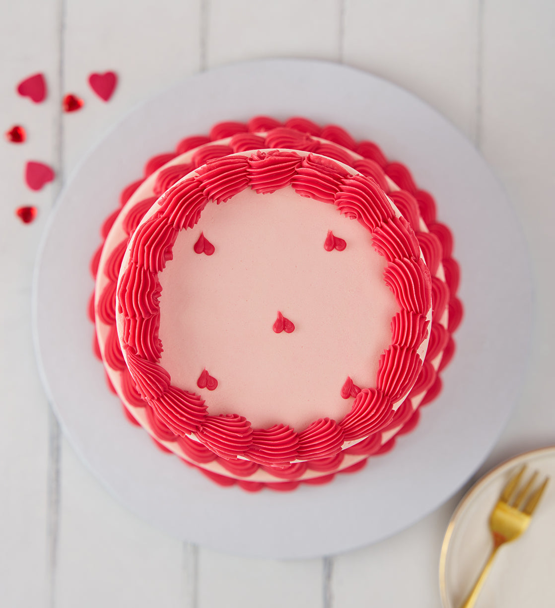 Vintage Heart Mini Two Tier Doodle Cake