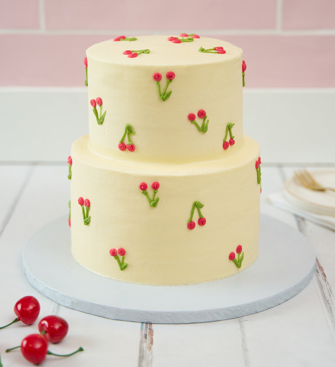 Cherries Mini Two Tier Doodle Cake