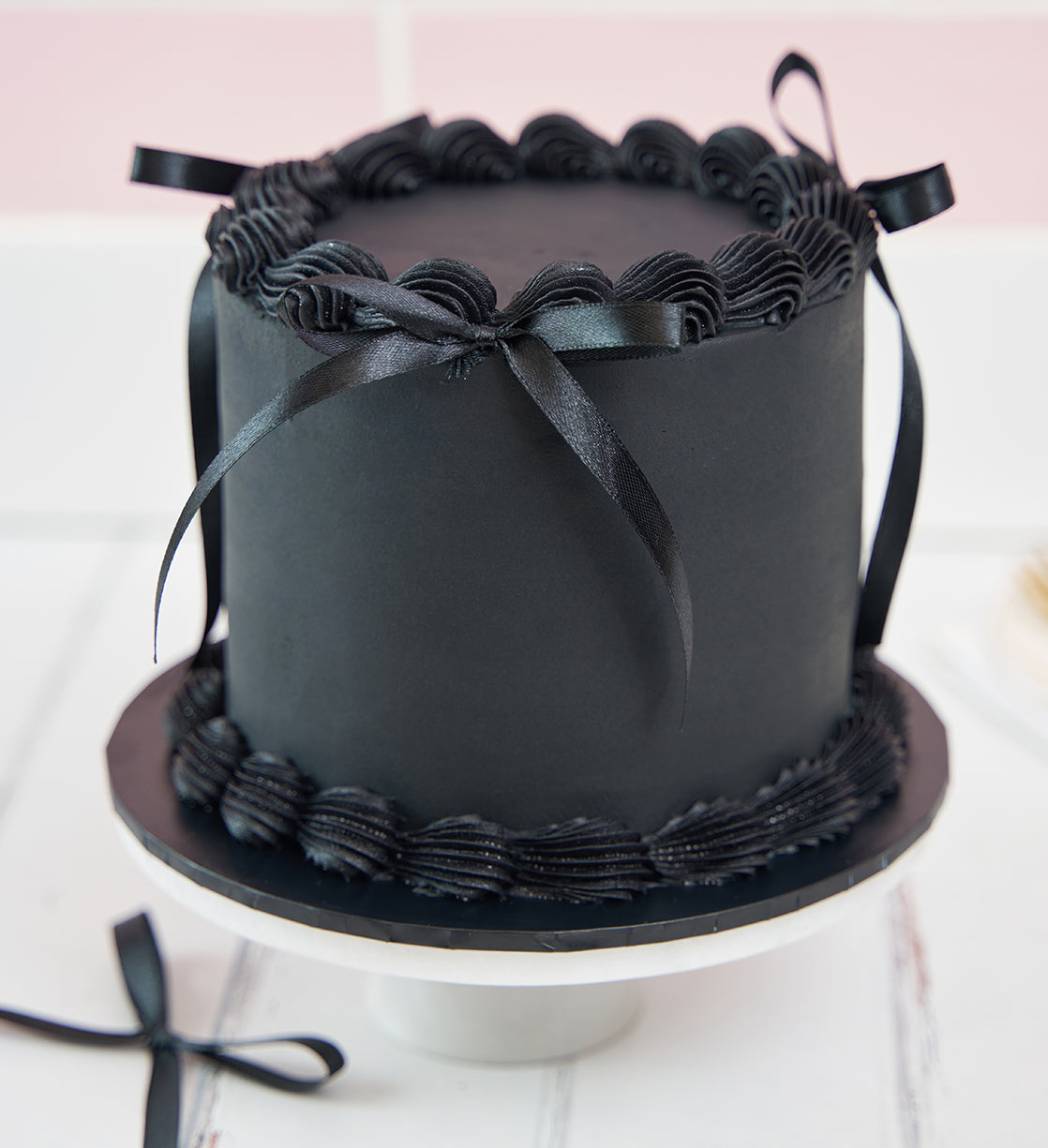 Black Ribbons and Ruffles Cake
