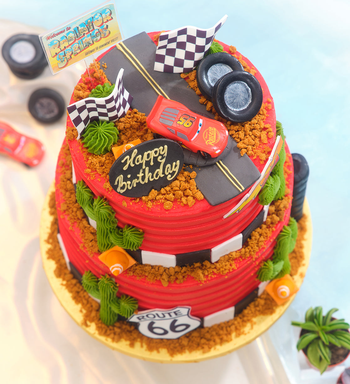 Disney Cars Themed Two Tier Cake