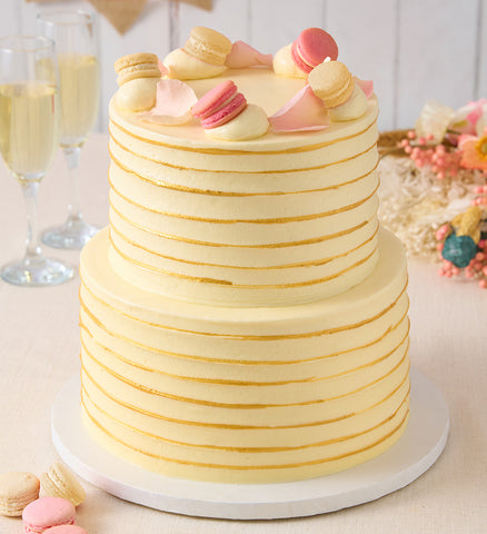 Ruffle Macaron Ivory Cake