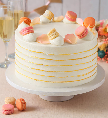 Ruffle Macaron Ivory Cake