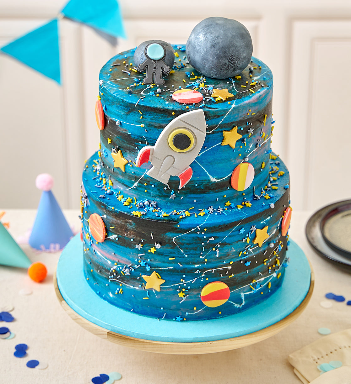 Galaxy Space Two Tier Cake