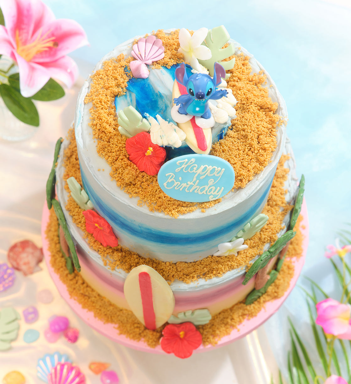 Disney Lilo and Stitch Themed Two Tier Cake