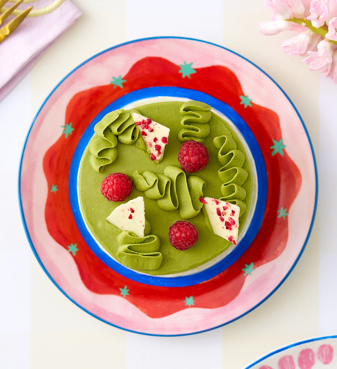 Matcha and Raspberry Bento Cake