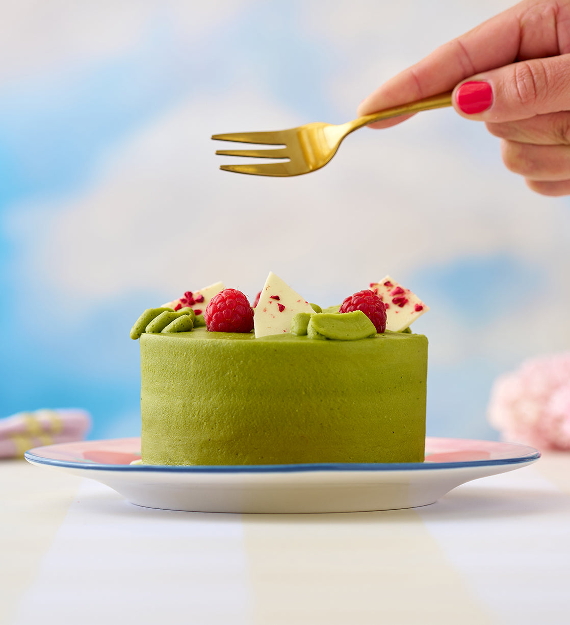 Matcha and Raspberry Bento Cake