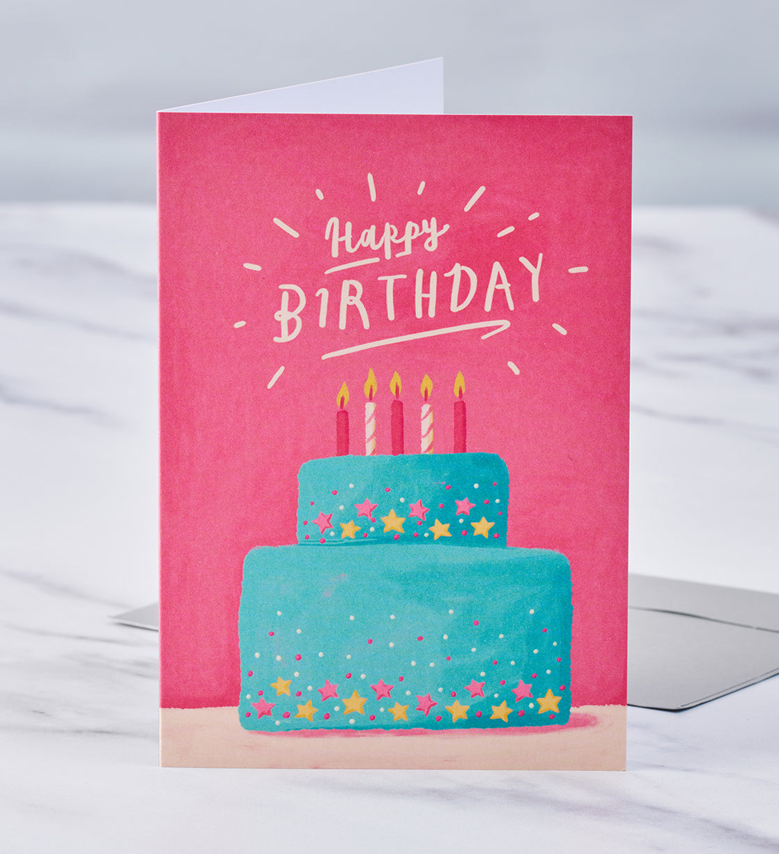 Blue Cake Birthday Card