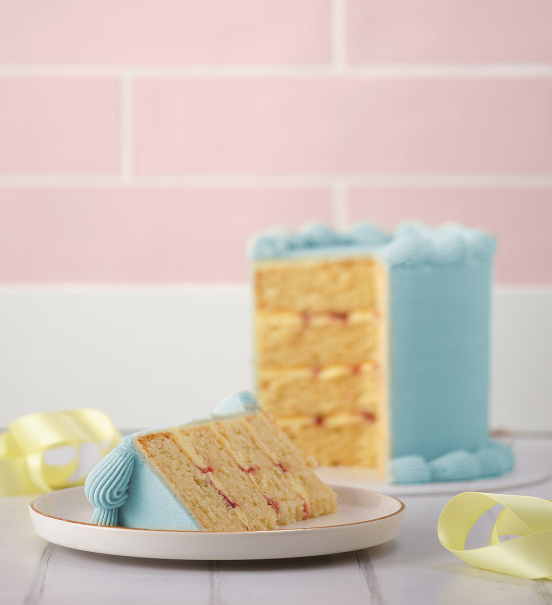 Blue Ribbons and Ruffles Cake