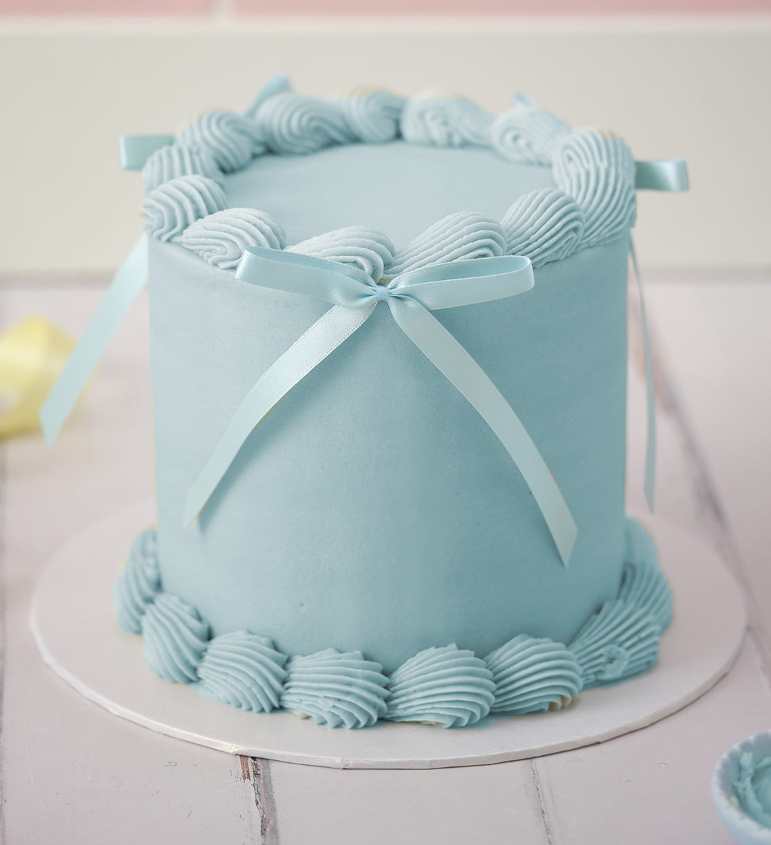 Blue Ribbons and Ruffles Cake