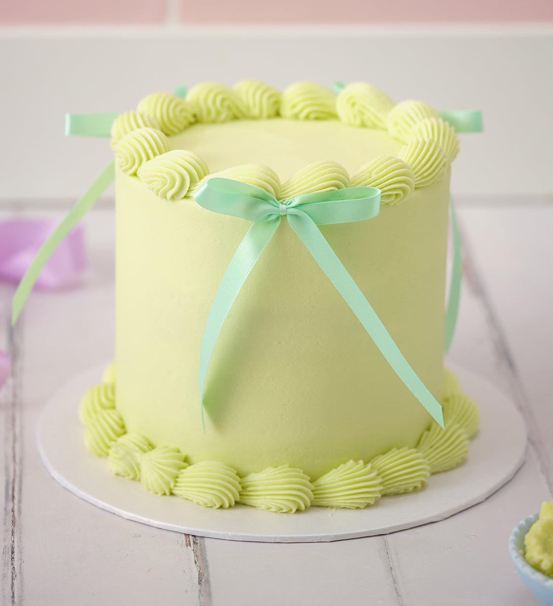 Green Ribbons and Ruffles Cake