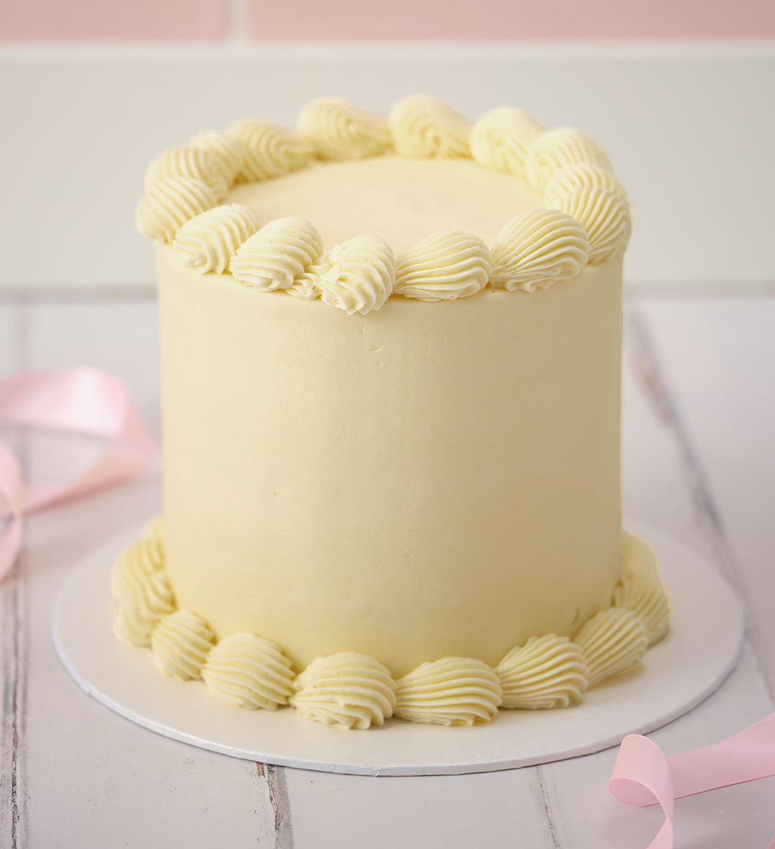 White Ribbons and Ruffles Cake