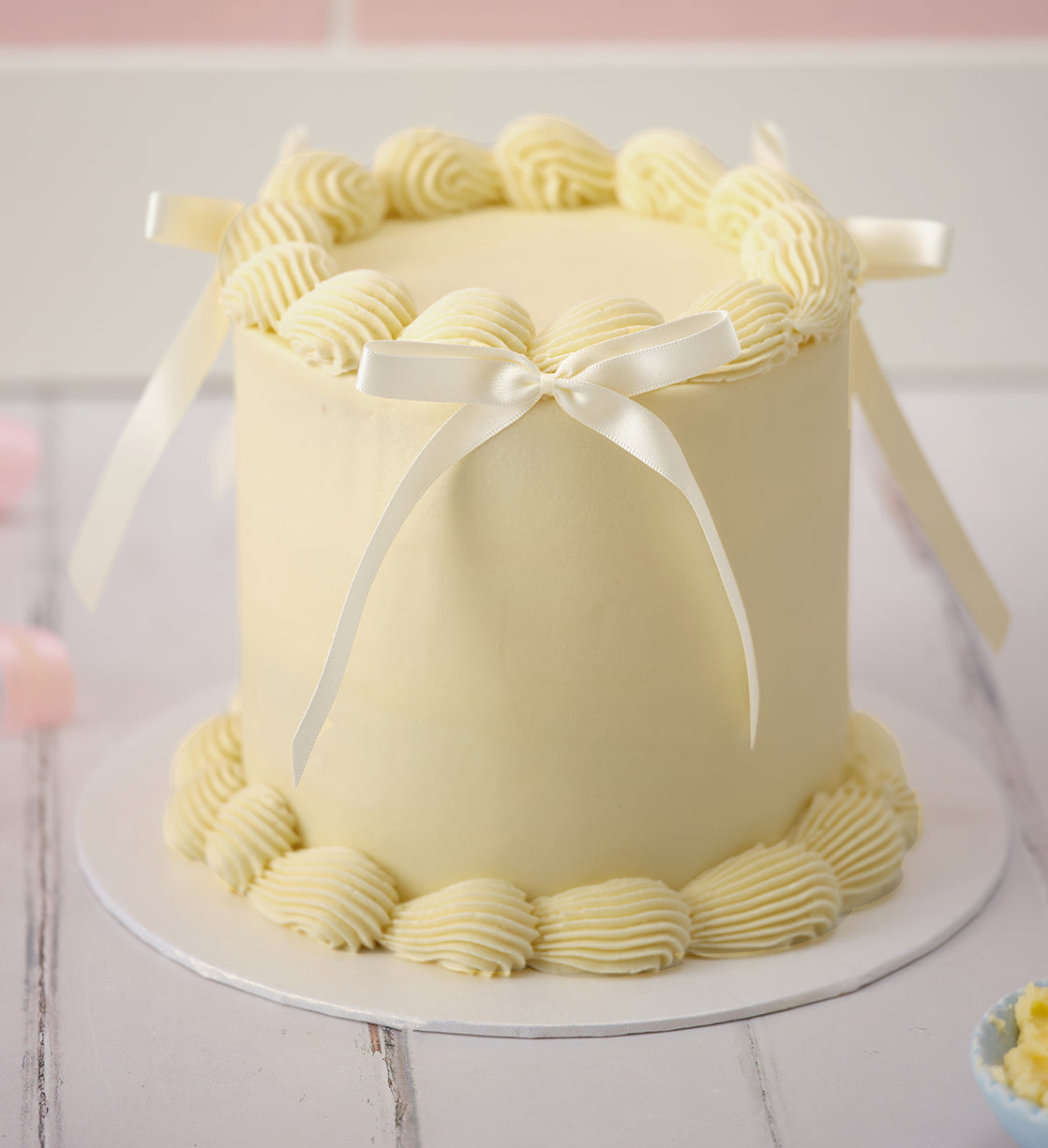 White Ribe Ruffles White Ribbons and Ruffles Cake – Lola's