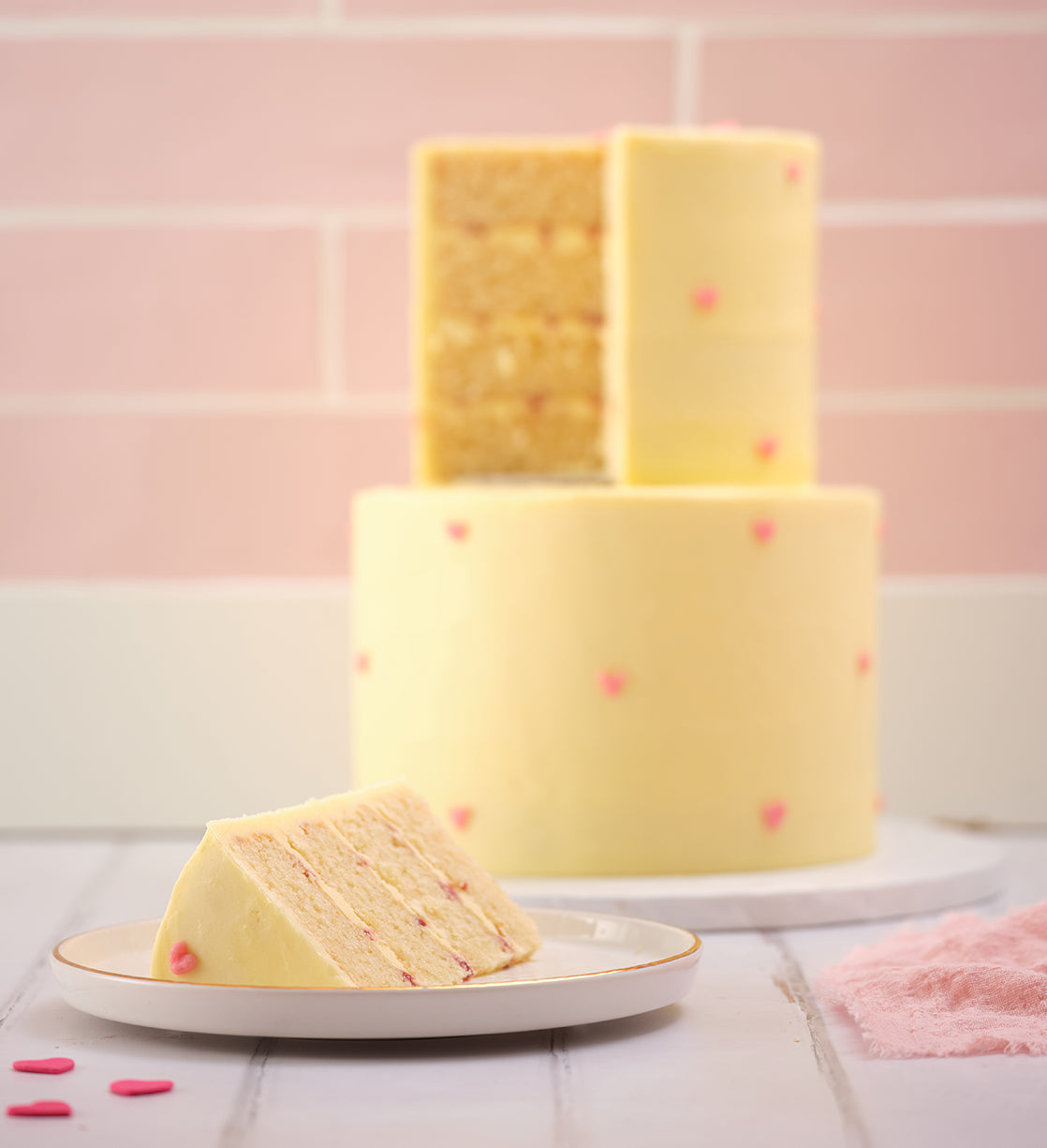 Hearts Mini Two Tier Doodle Cake