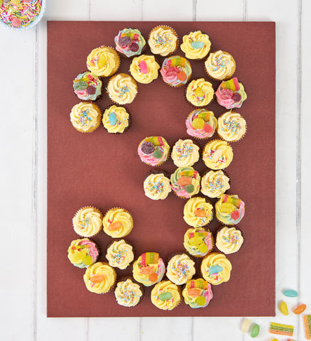 Rainbow Cupcake Number Cake