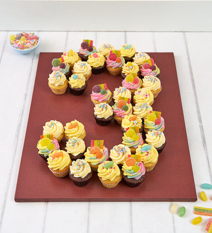 Rainbow Cupcake Number Cake