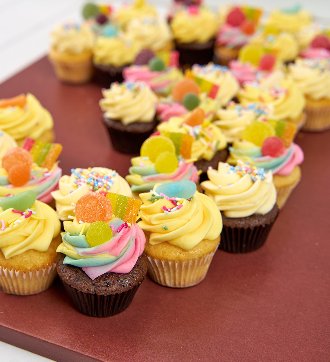 Rainbow Cupcake Number Cake