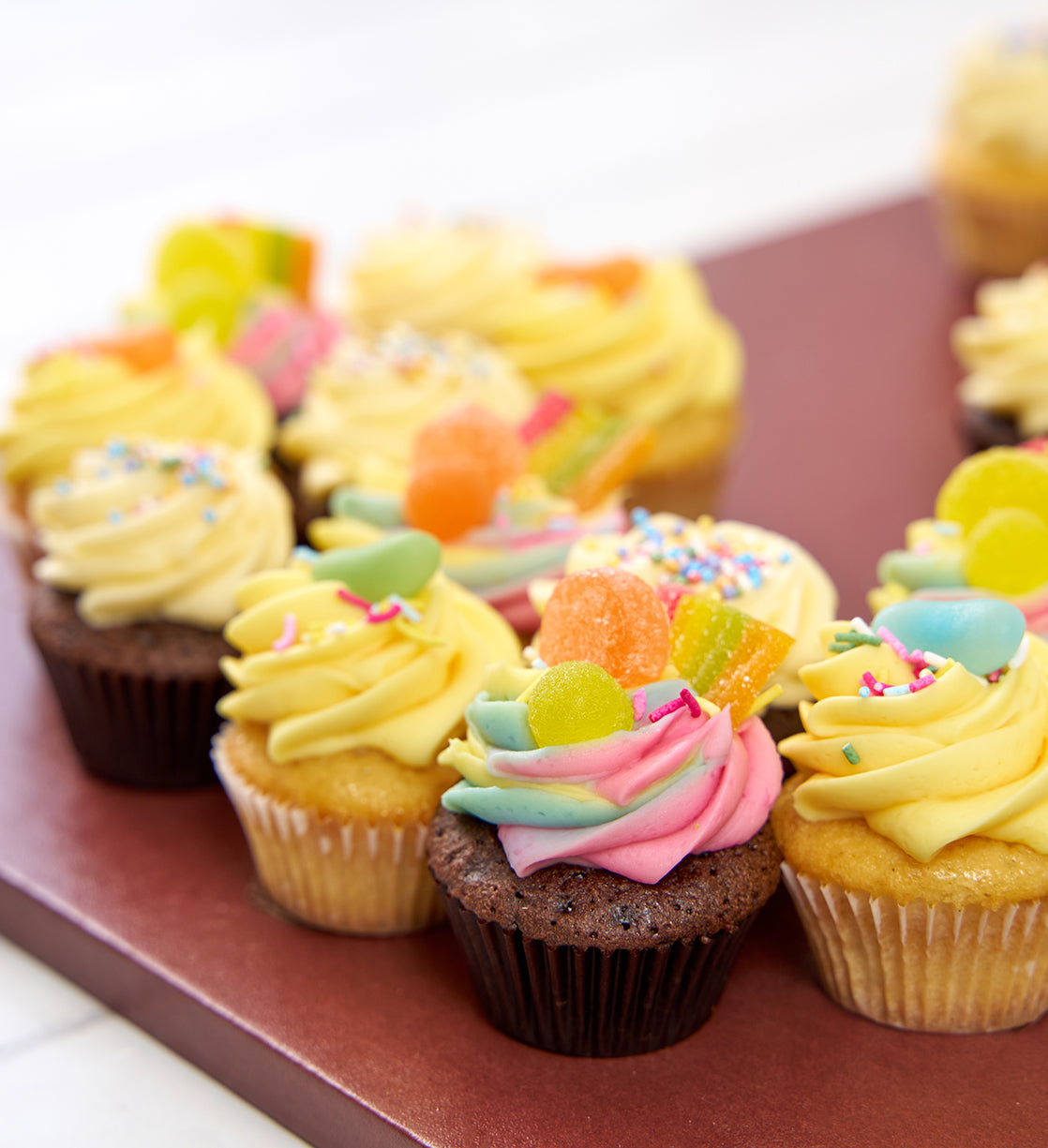 Rainbow Cupcake Number Cake