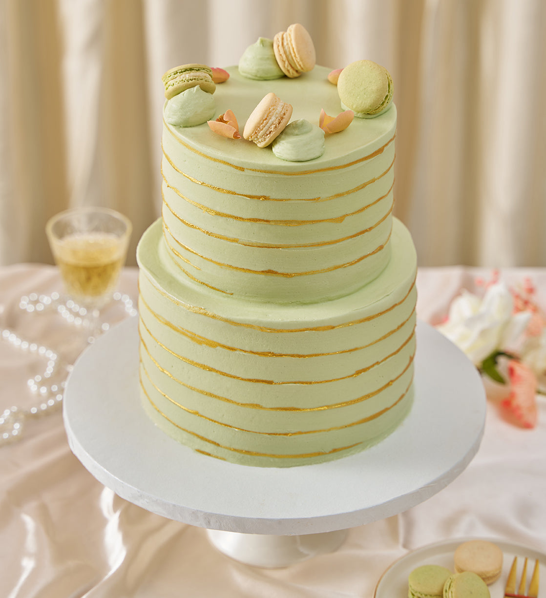 Ruffle Macaron Sage Cake