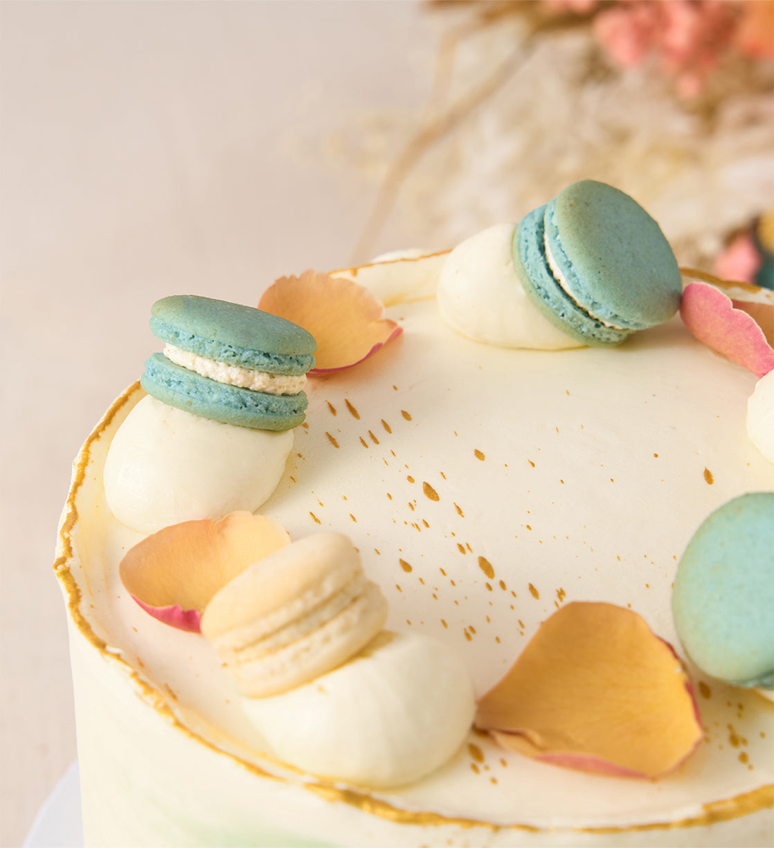 Pastel Macaron Sage Wedding Cake