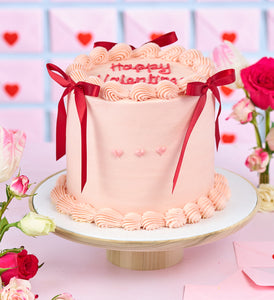 Valentines Ribbons and Ruffles Cake