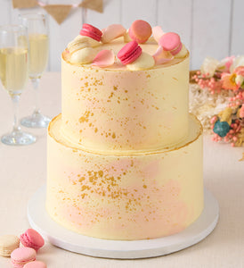 Pastel Macaron Pink Wedding Cake
