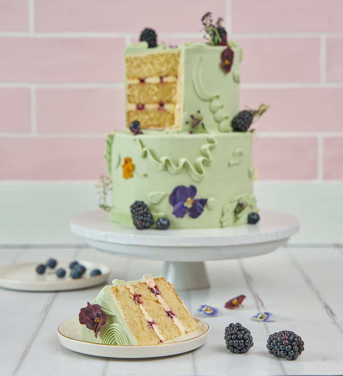 Sage Fruity and Floral Cake
