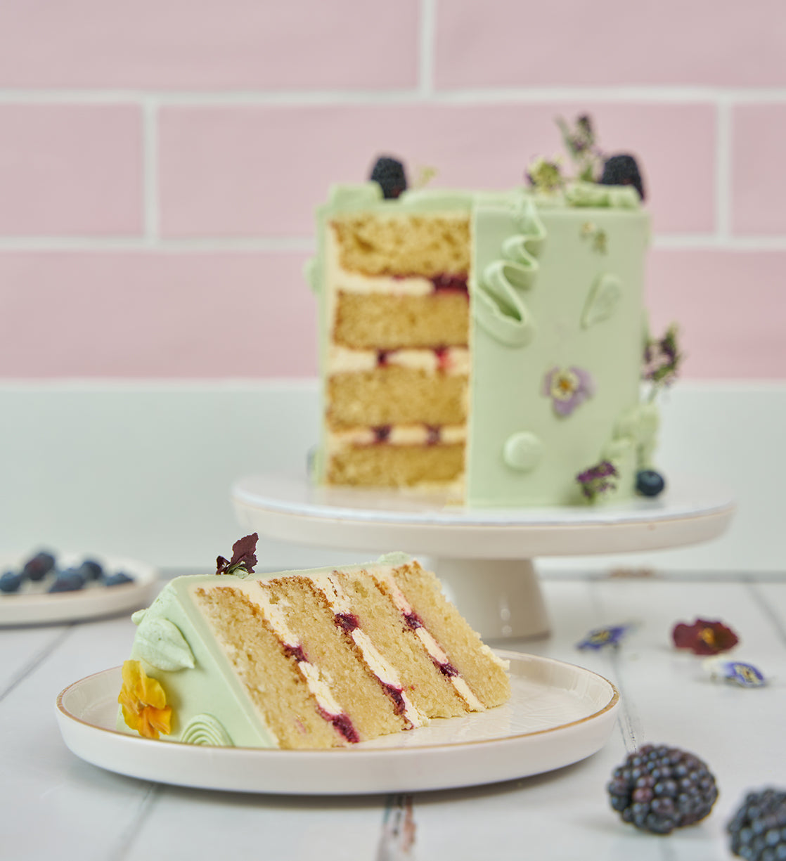 Sage Fruity and Floral Cake