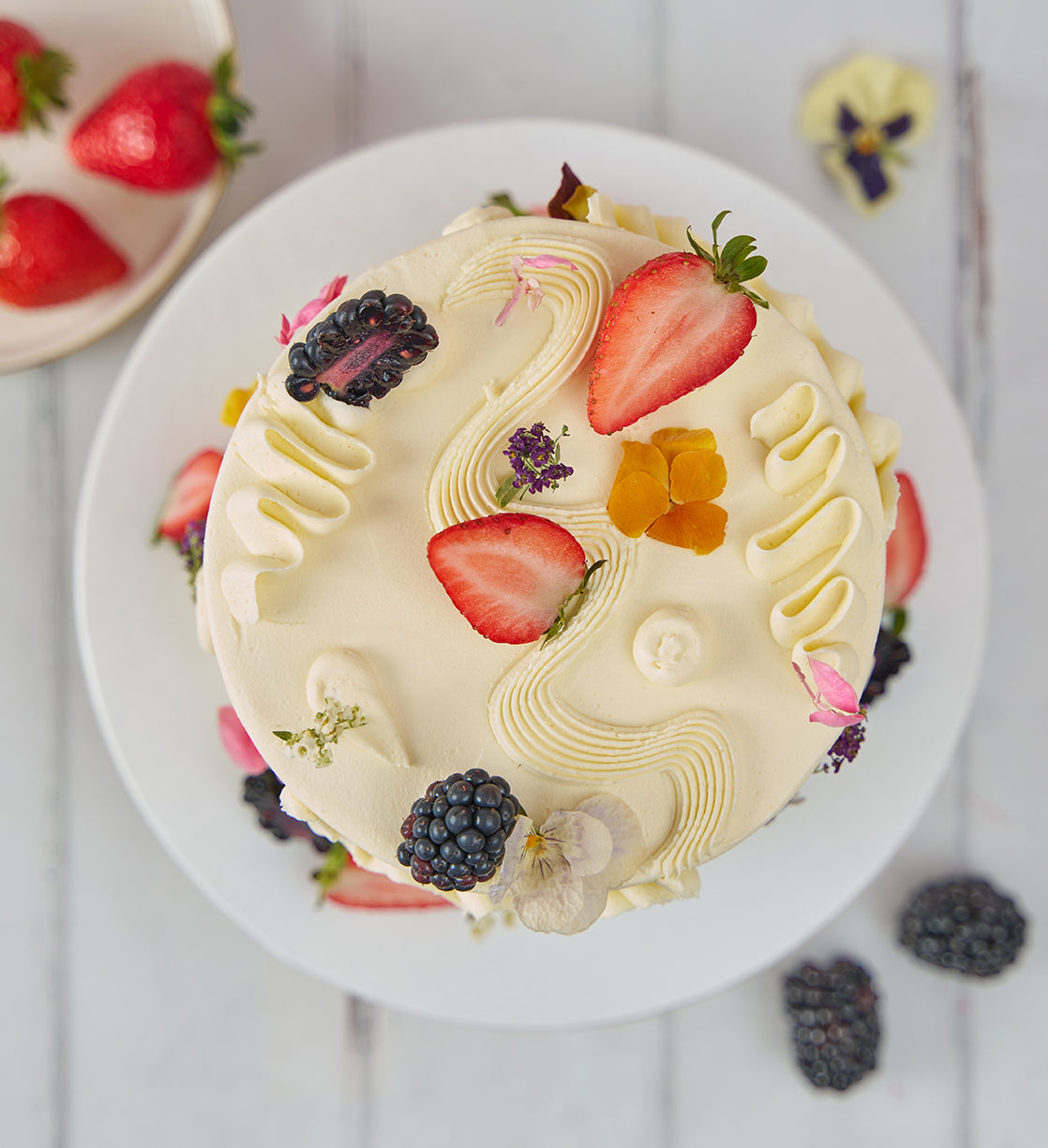 White Fruity and Floral Cake