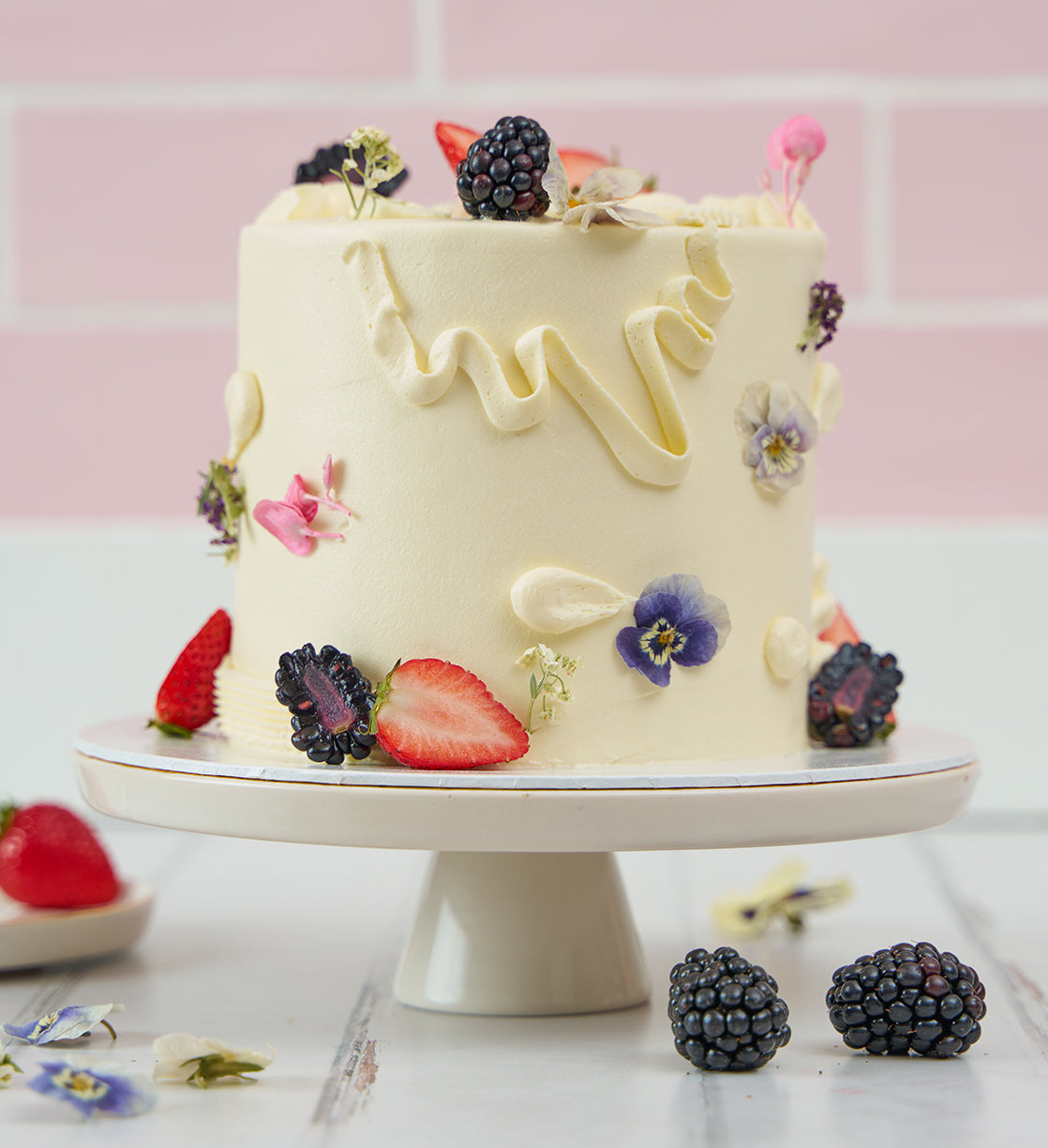 White Fruity and Floral Cake