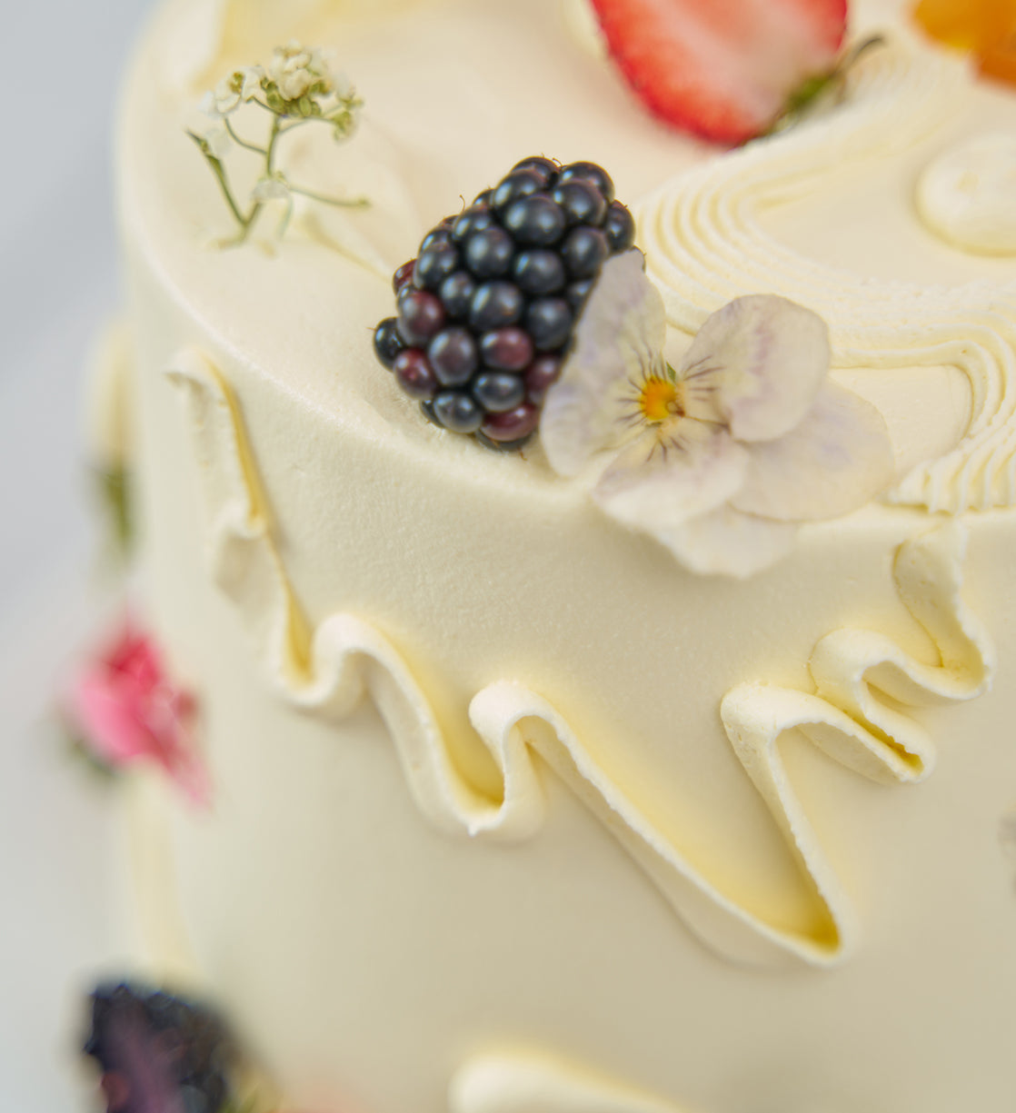 White Fruity and Floral Cake