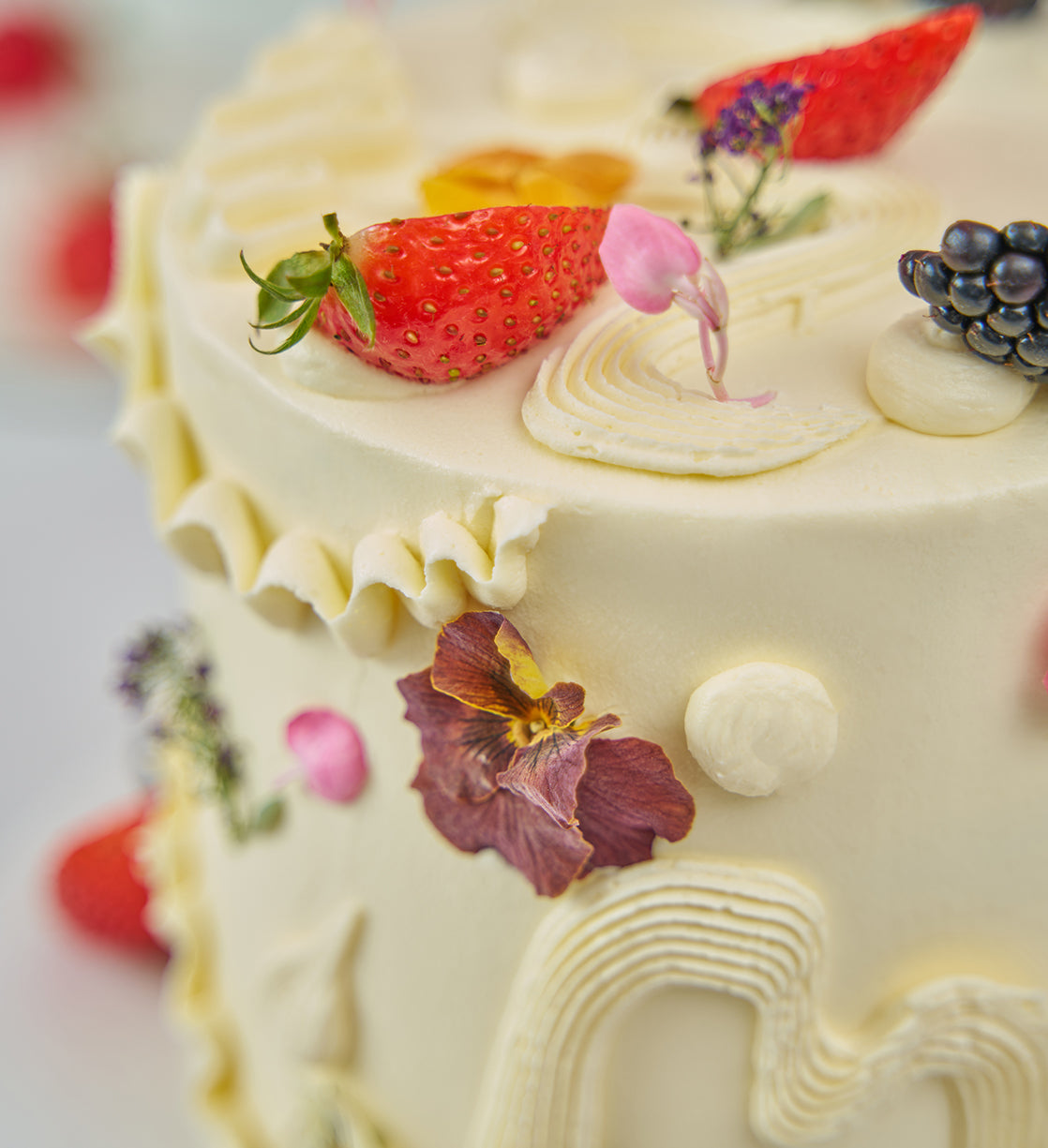 White Fruity and Floral Cake