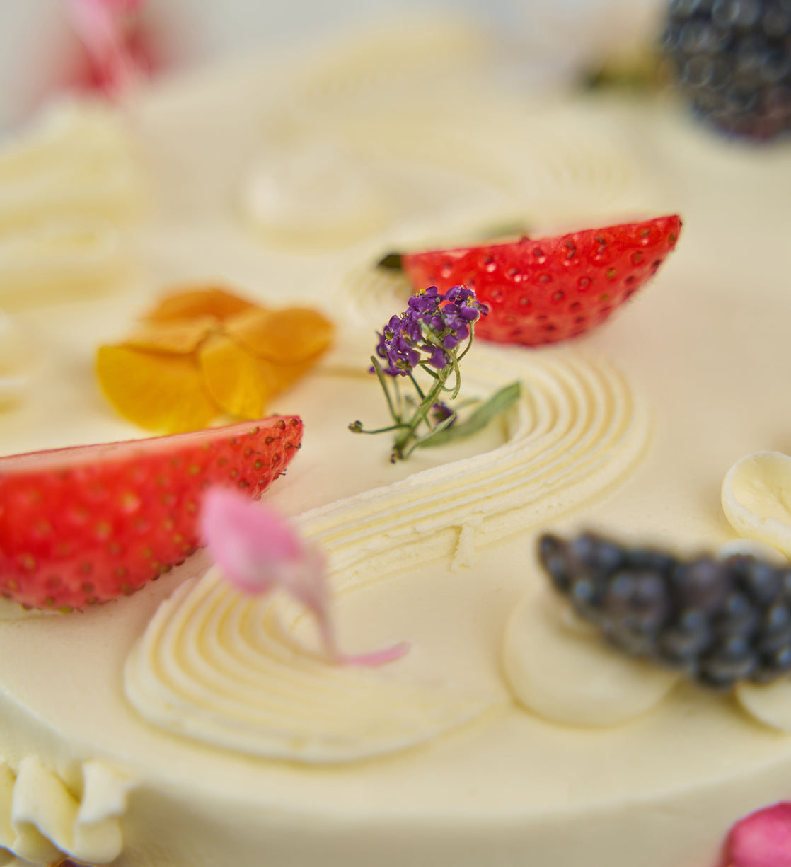 White Fruity and Floral Cake