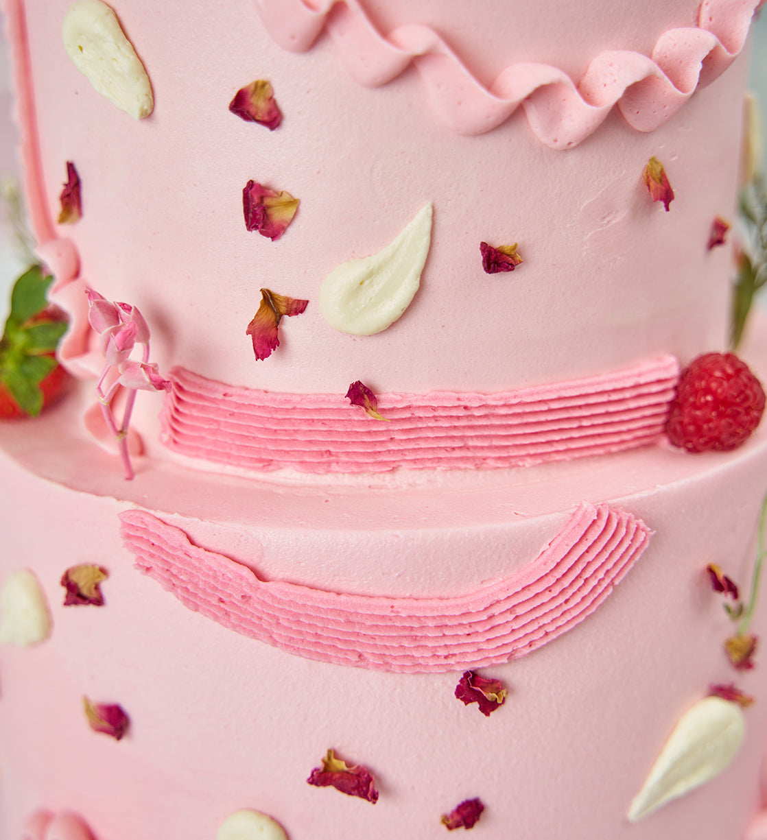 Pink Fruity and Floral Mini Two Tier Cake