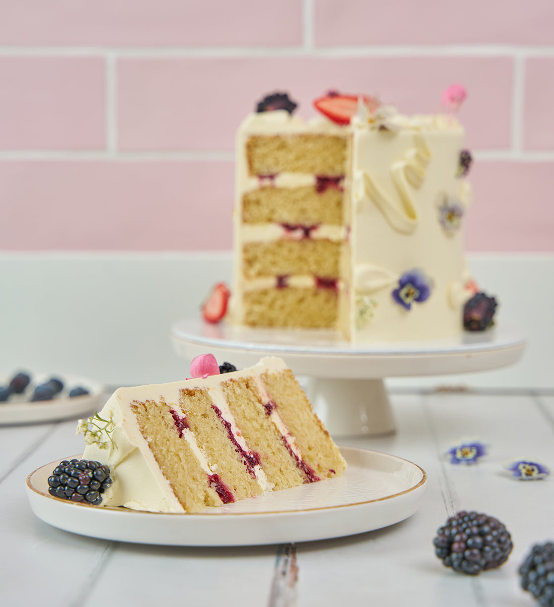 White Fruity and Floral Cake
