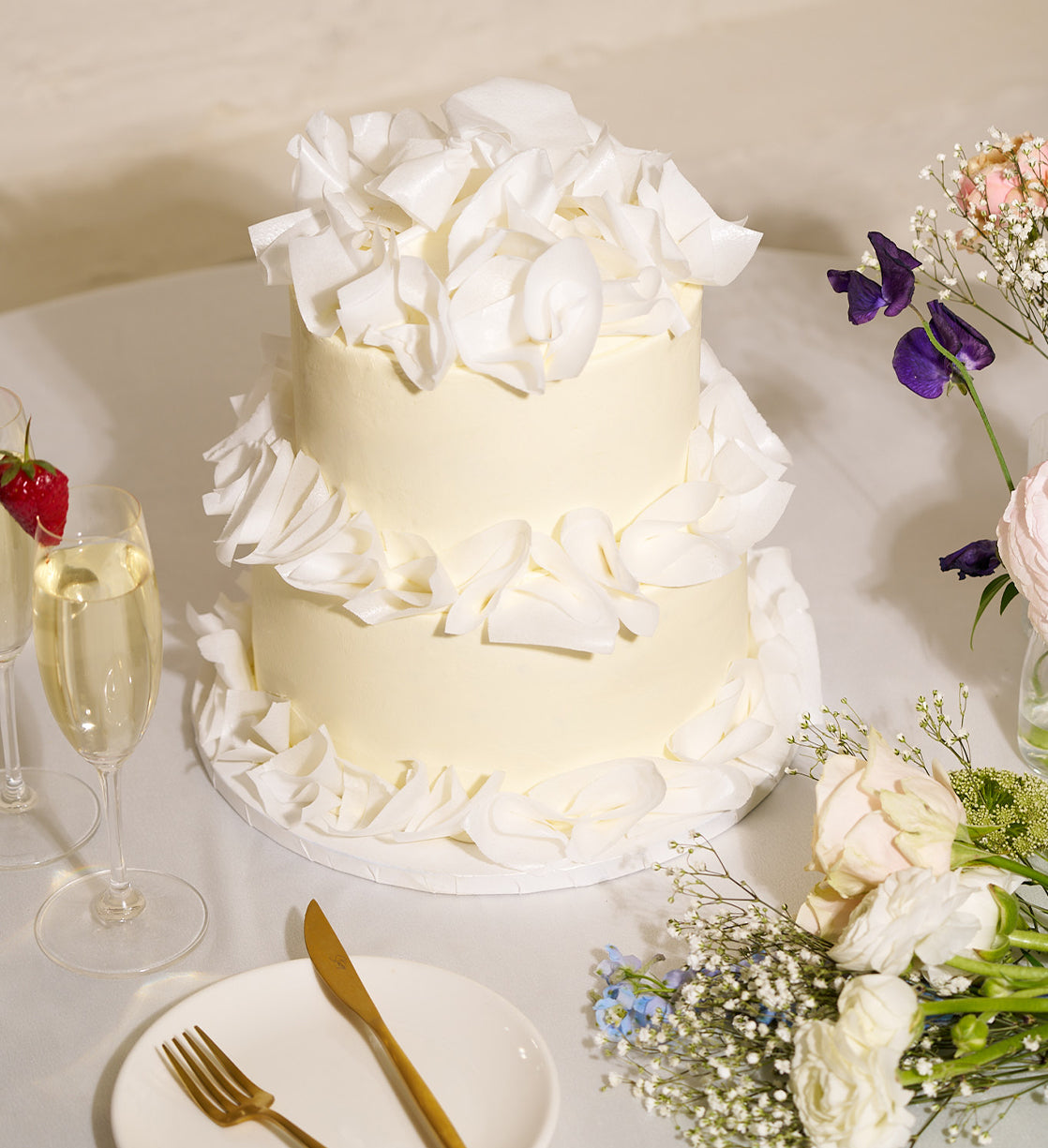 Ivory Silk Two Tier Cake