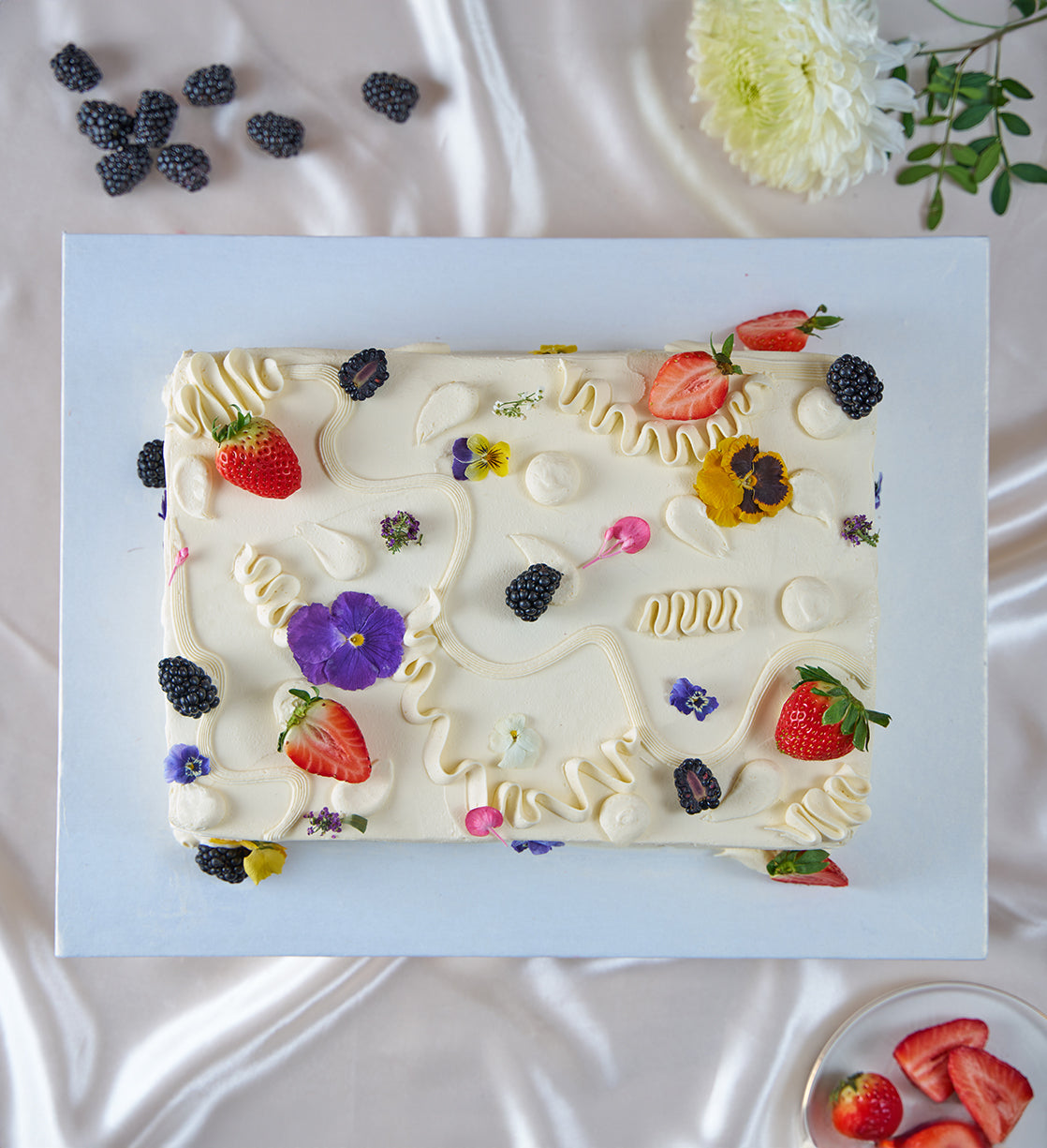 Fruity and Floral Sheet Cake
