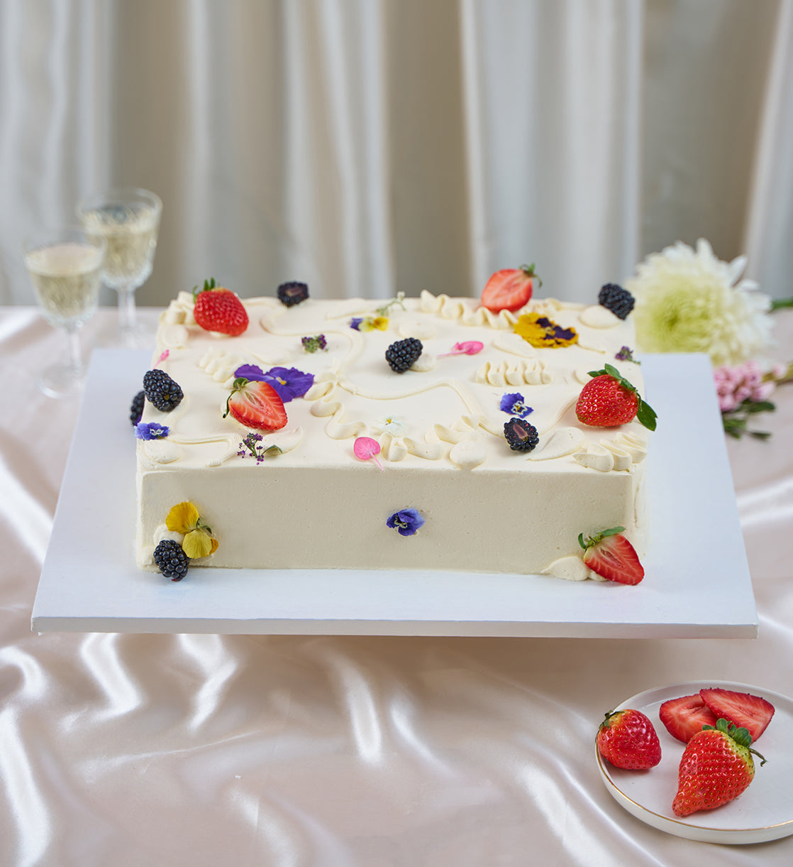 Fruity and Floral Sheet Cake