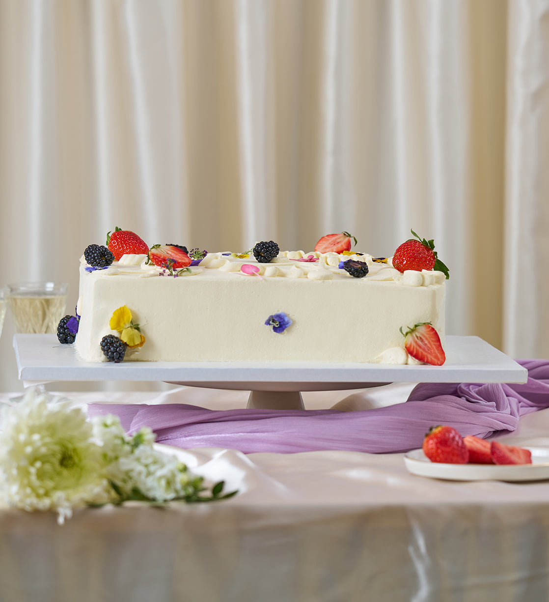 Fruity and Floral Sheet Cake