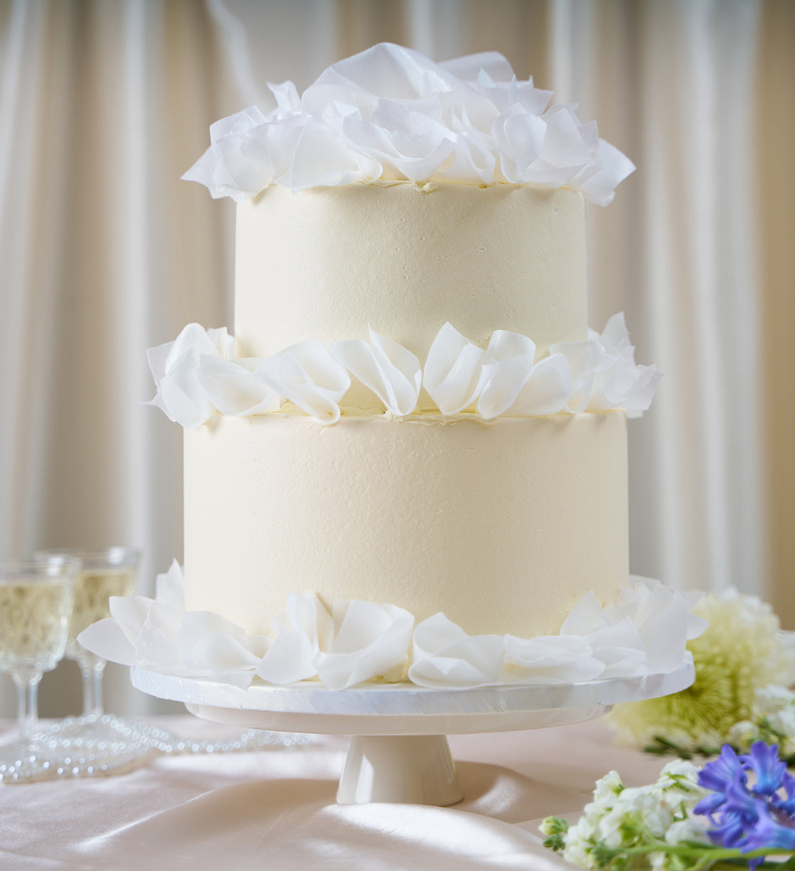 Ivory Silk Two Tier Cake