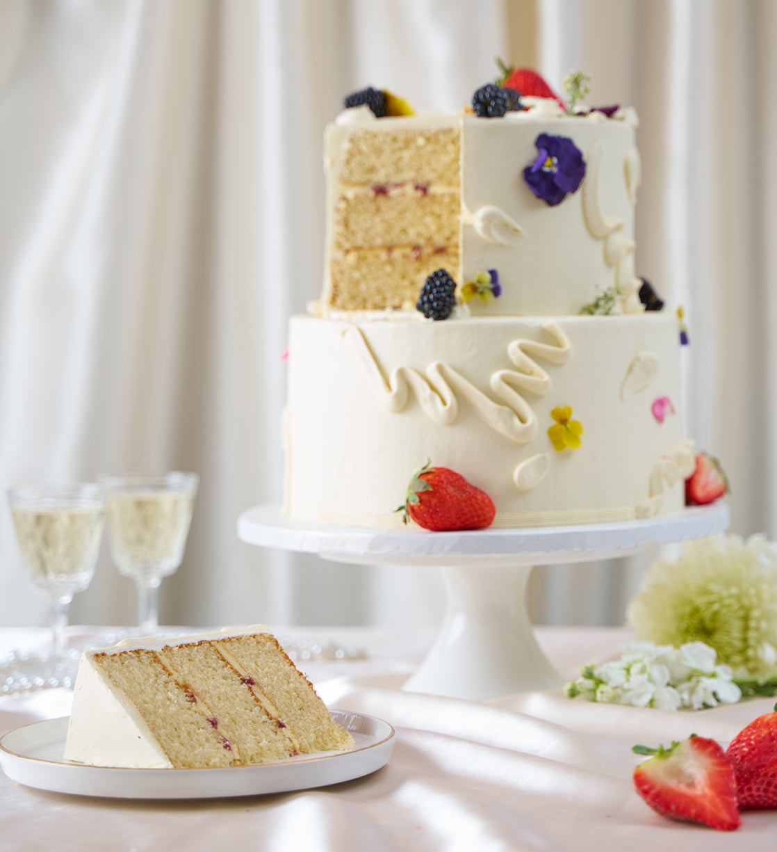 Fruity and Floral Two Tier Cake
