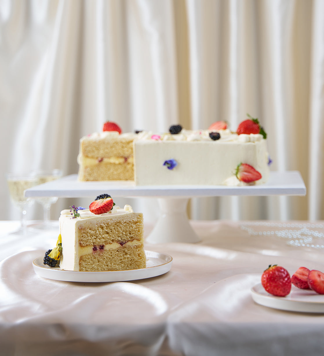 Fruity and Floral Sheet Cake